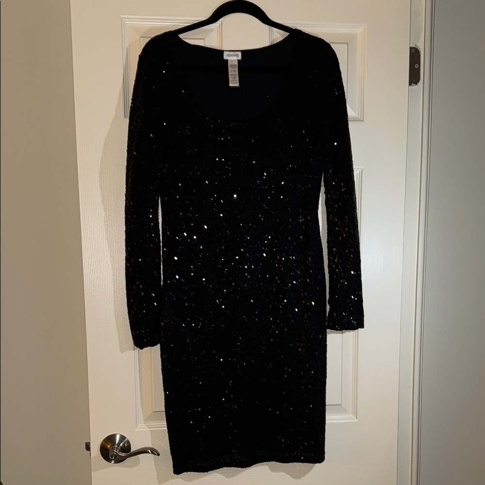 Arianne Black Sequin Long Sleeve Dress